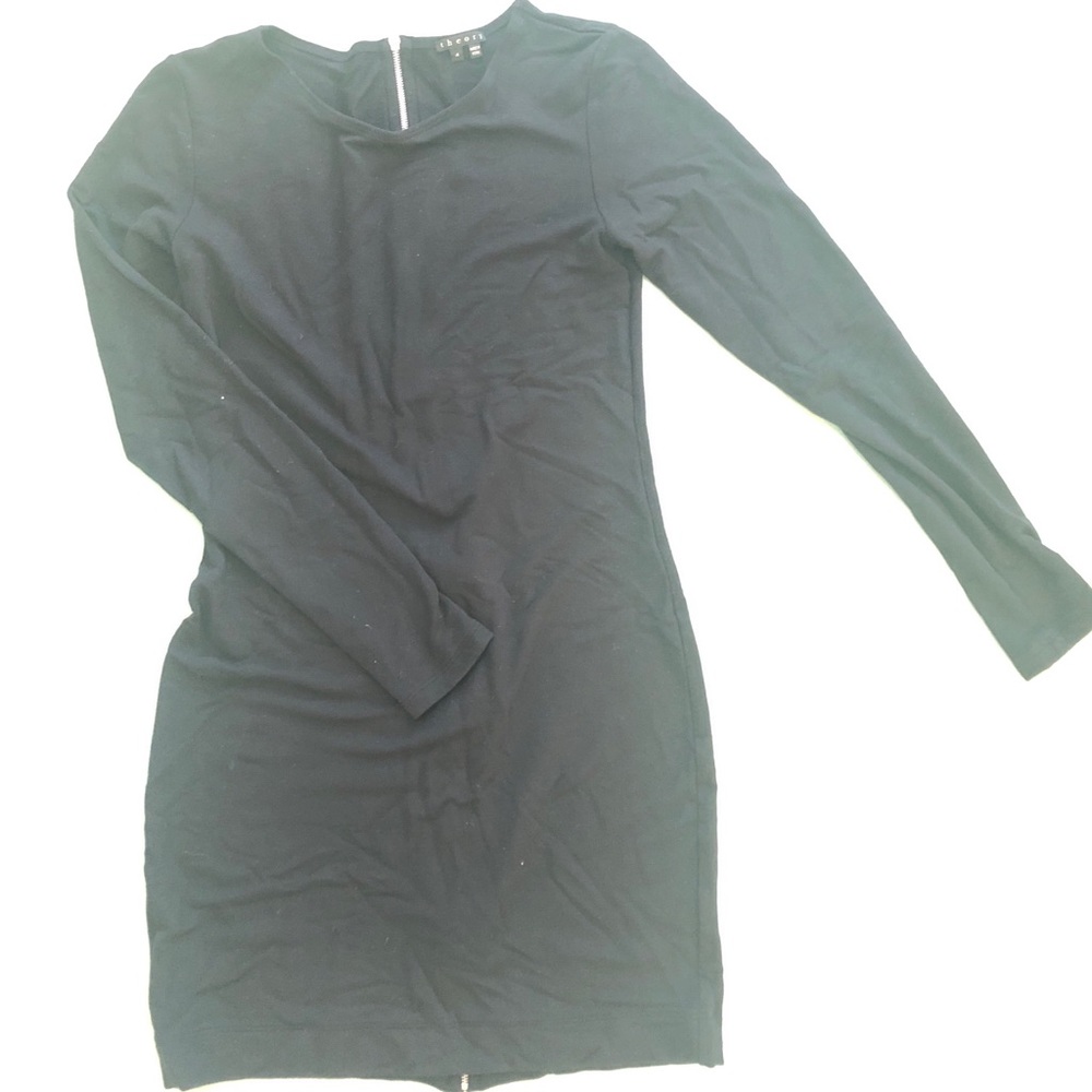 Theory soft slub jersey dress with zipper
